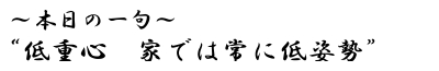 本日の一句?低重心 家では常に低姿勢